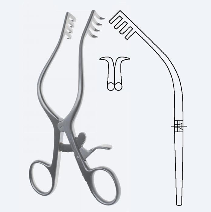 Ретрактори (розширювачі), хірургічні, самоутримуючі, "Mollison", гострокінцеві, загальна довжина 155 мм. Бренд - Asanus Medizintechnik Gmb, Німеччина